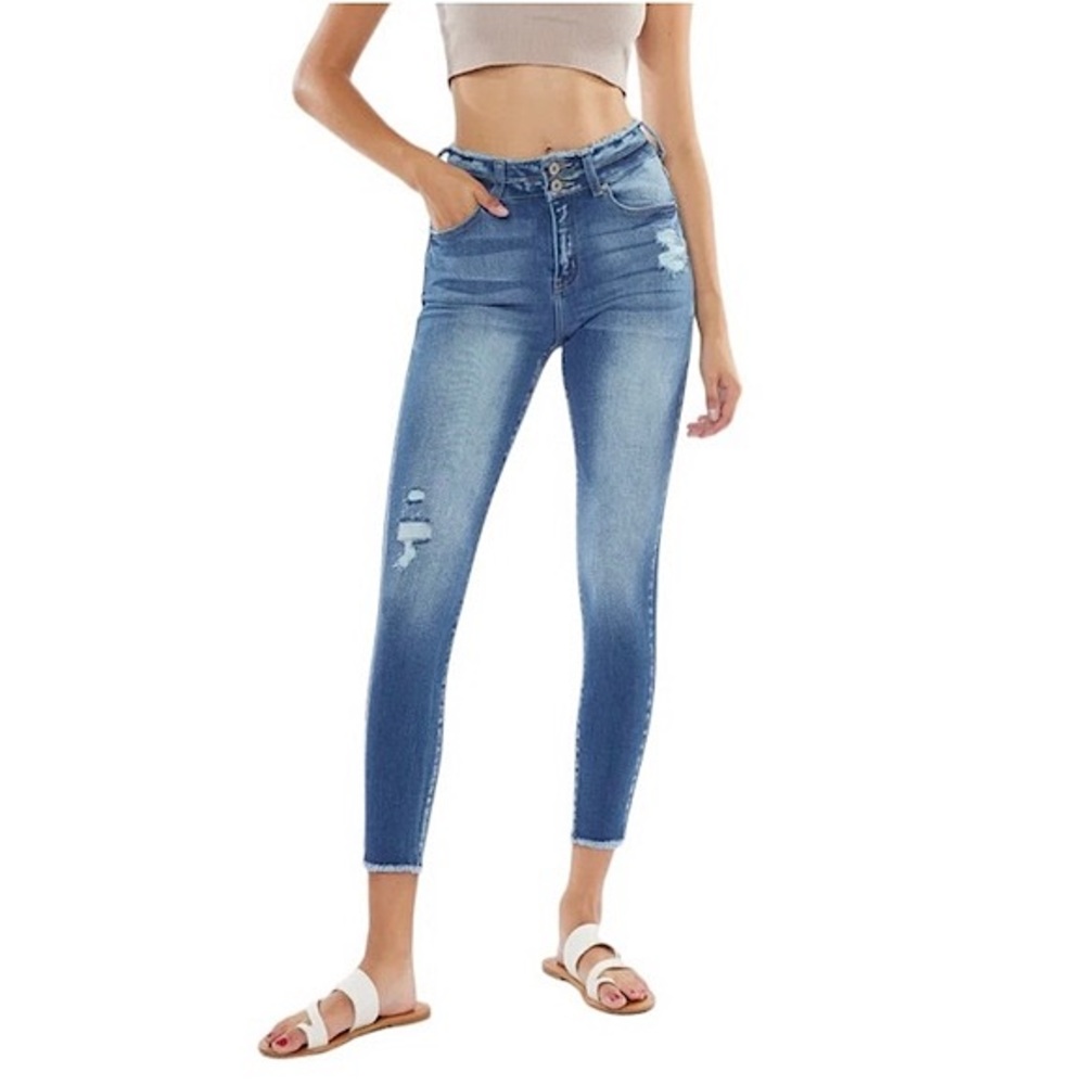 KanCan High Rise Fray Waist Skinny Jean sz29